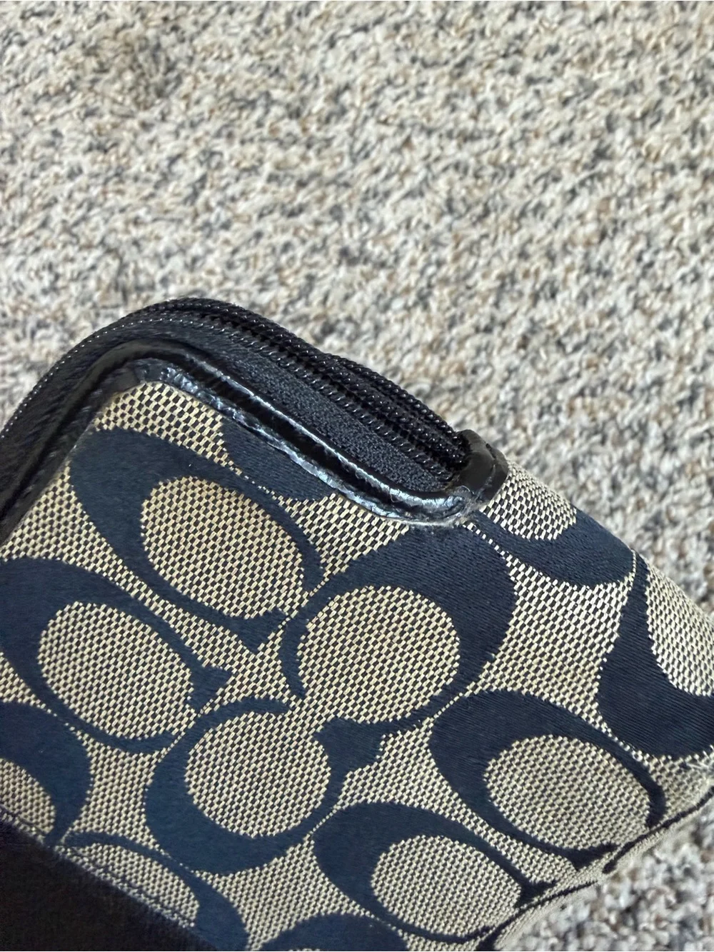 Coach Signature Double Zip Wristlet Clutch Wallet Black